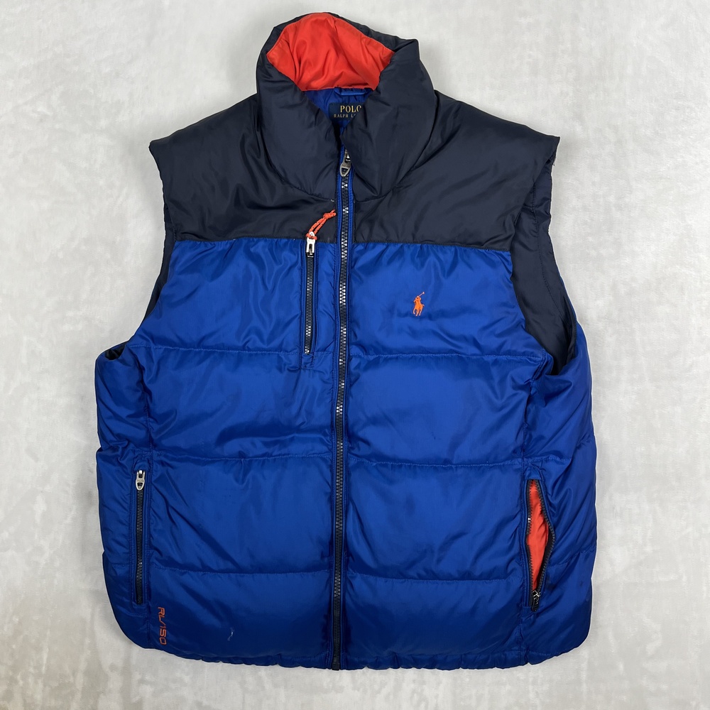Polo Ralph Lauren Vest Mens XL Blue Down Puffer Quilted RL/50 Full Zip Outdoor